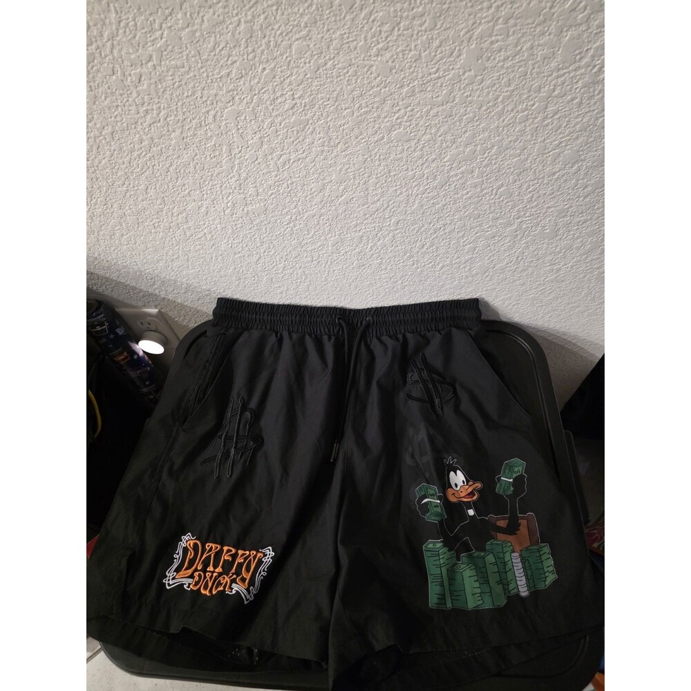 Vintage Daffy Duck X Shoe Palace Mens Shorts M Looney Tunes Black